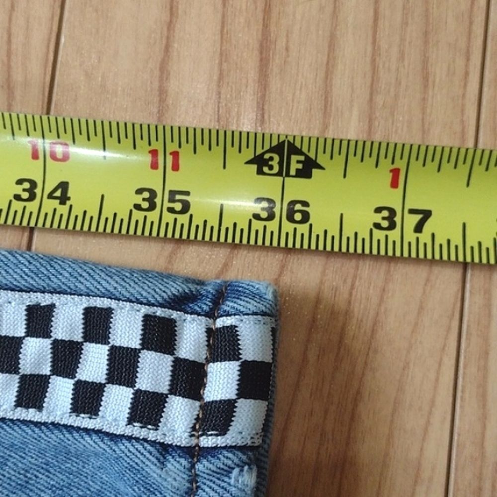 Empyre Eileen Mom Jeans Distressed with Checkered Striping Size 7 - Picture 13 of 16